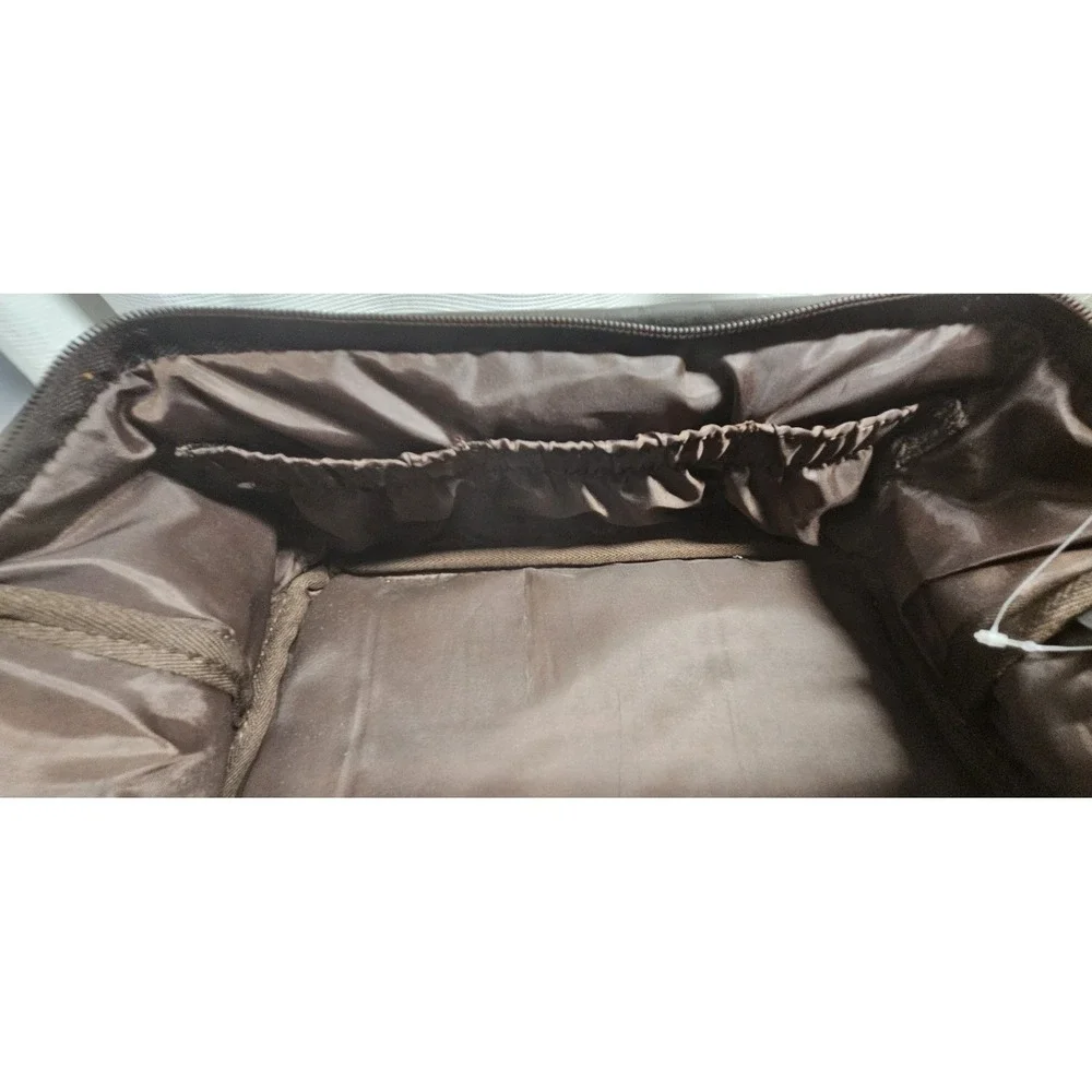 DANIER brown structured toiletry bag two compartments‎ large 6.5' H x11